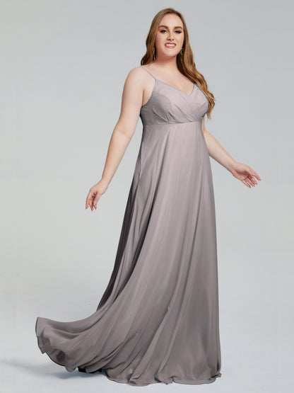 Mariah Sweep Train Sleeveless Plus Size Bridesmaid Dresses