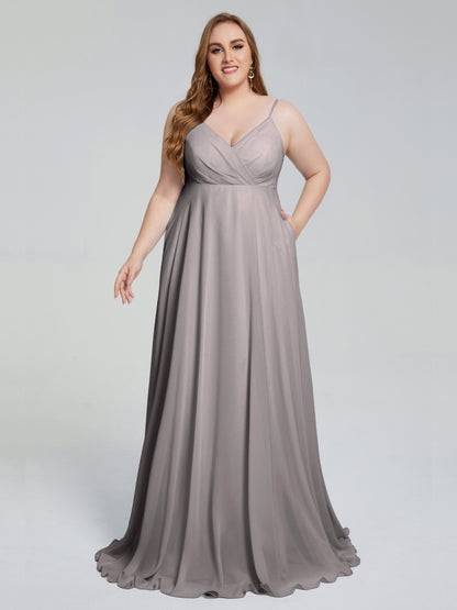 Mariah Sweep Train Sleeveless Plus Size Bridesmaid Dresses