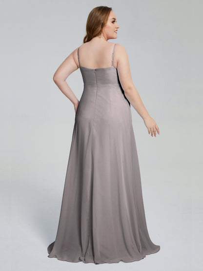 Mariah Sweep Train Sleeveless Plus Size Bridesmaid Dresses