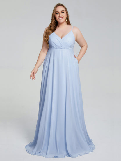 Mariah Sweep Train Sleeveless Plus Size Bridesmaid Dresses
