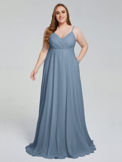 Mariah Sweep Train Sleeveless Plus Size Bridesmaid Dresses