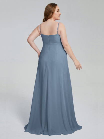 Mariah Sweep Train Sleeveless Plus Size Bridesmaid Dresses