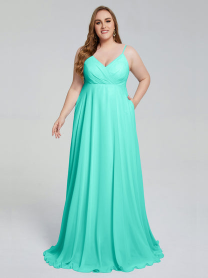 Mariah Sweep Train Sleeveless Plus Size Bridesmaid Dresses