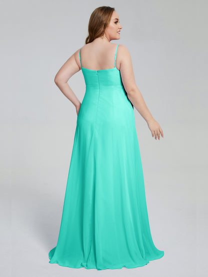Mariah Sweep Train Sleeveless Plus Size Bridesmaid Dresses