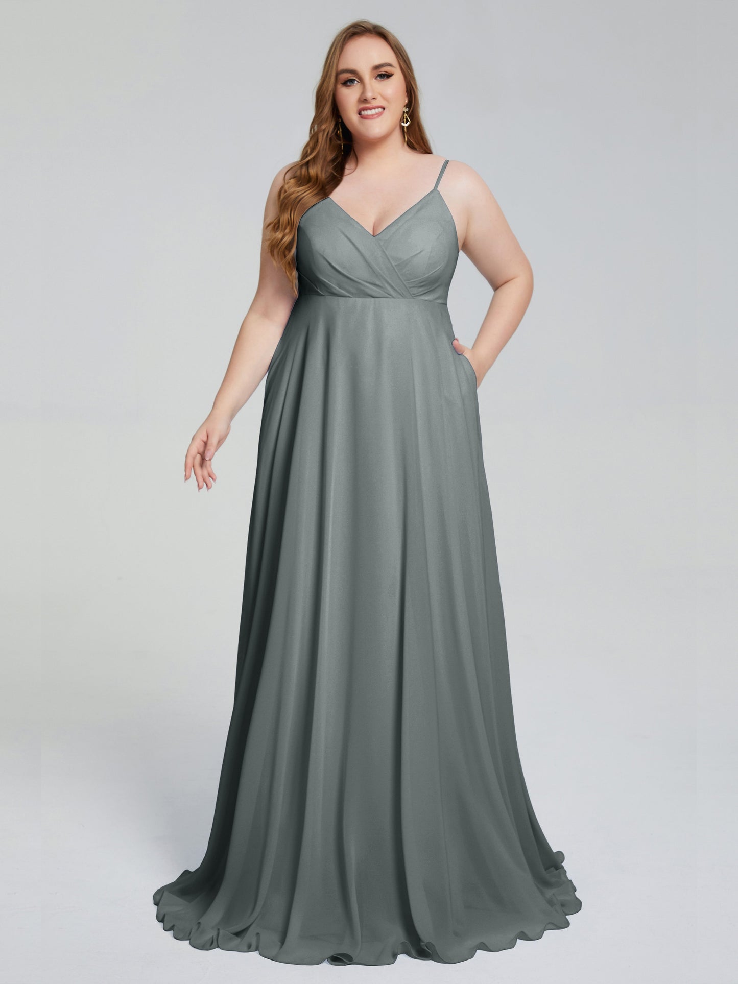 Mariah Sweep Train Sleeveless Plus Size Bridesmaid Dresses