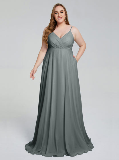 Mariah Sweep Train Sleeveless Plus Size Bridesmaid Dresses