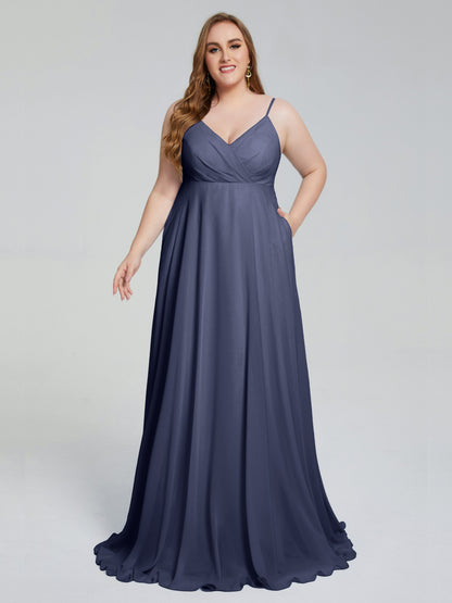 Mariah Sweep Train Sleeveless Plus Size Bridesmaid Dresses