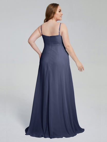 Mariah Sweep Train Sleeveless Plus Size Bridesmaid Dresses