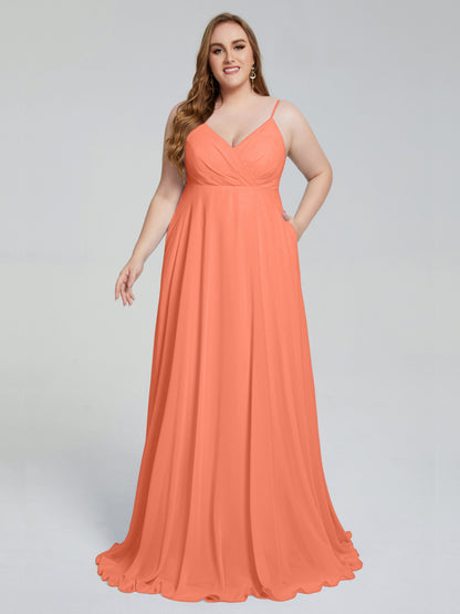 Mariah Sweep Train Sleeveless Plus Size Bridesmaid Dresses