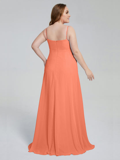 Mariah Sweep Train Sleeveless Plus Size Bridesmaid Dresses