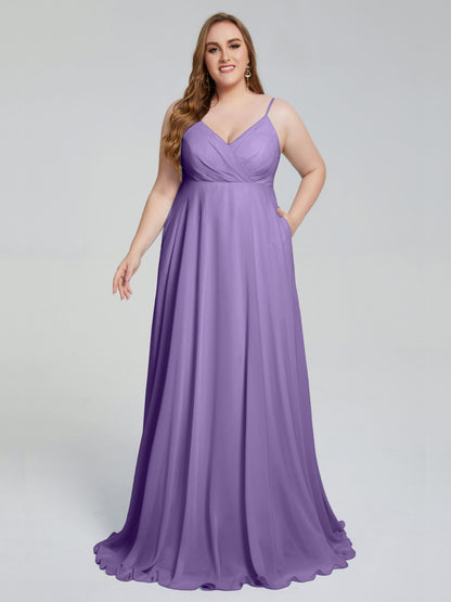Mariah Sweep Train Sleeveless Plus Size Bridesmaid Dresses