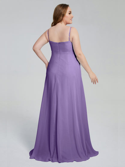 Mariah Sweep Train Sleeveless Plus Size Bridesmaid Dresses