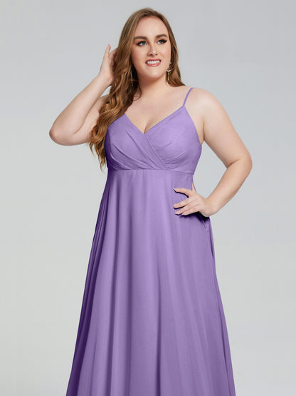 Mariah Sweep Train Sleeveless Plus Size Bridesmaid Dresses