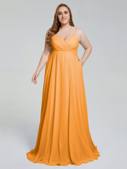 Mariah Sweep Train Sleeveless Plus Size Bridesmaid Dresses