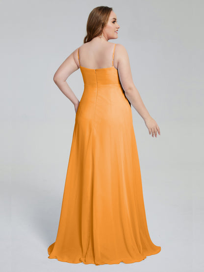 Mariah Sweep Train Sleeveless Plus Size Bridesmaid Dresses