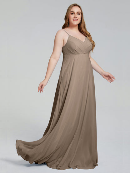 Mariah Sweep Train Sleeveless Plus Size Bridesmaid Dresses