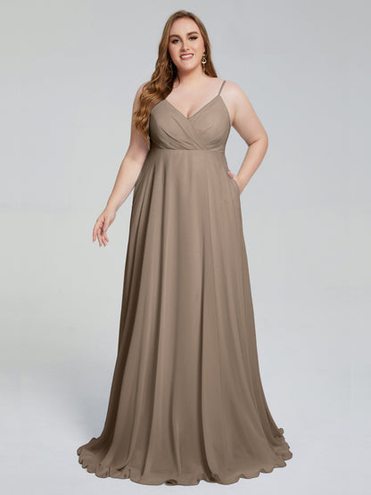 Mariah Sweep Train Sleeveless Plus Size Bridesmaid Dresses
