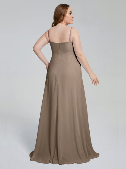 Mariah Sweep Train Sleeveless Plus Size Bridesmaid Dresses