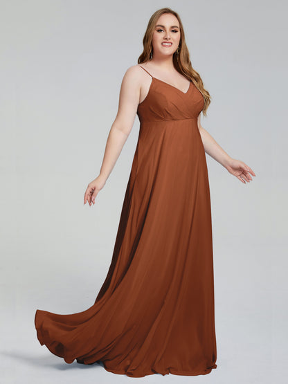 Mariah Sweep Train Sleeveless Plus Size Bridesmaid Dresses
