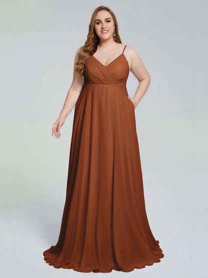 Mariah Sweep Train Sleeveless Plus Size Bridesmaid Dresses