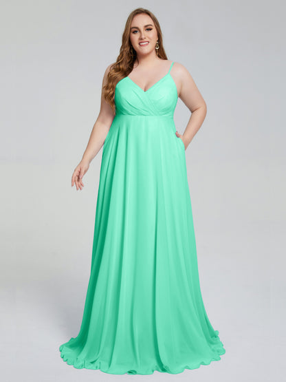 Mariah Sweep Train Sleeveless Plus Size Bridesmaid Dresses