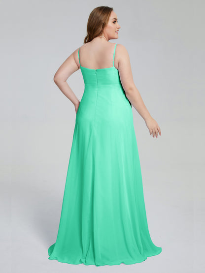 Mariah Sweep Train Sleeveless Plus Size Bridesmaid Dresses