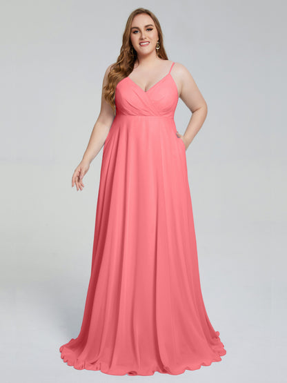 Mariah Sweep Train Sleeveless Plus Size Bridesmaid Dresses