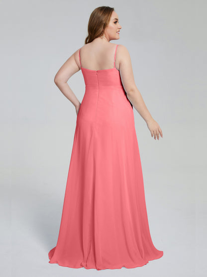 Mariah Sweep Train Sleeveless Plus Size Bridesmaid Dresses
