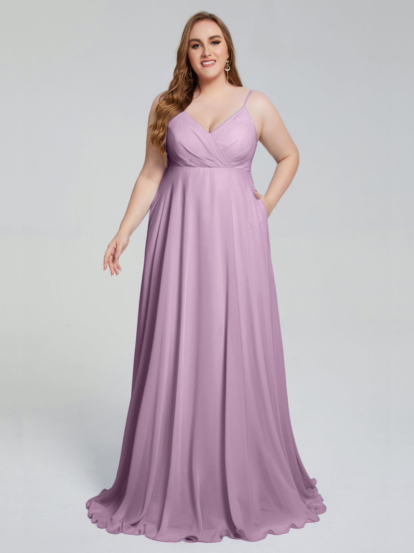 Mariah Sweep Train Sleeveless Plus Size Bridesmaid Dresses