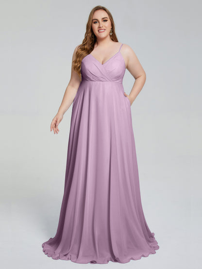 Mariah Sweep Train Sleeveless Plus Size Bridesmaid Dresses