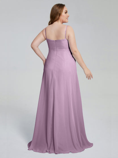 Mariah Sweep Train Sleeveless Plus Size Bridesmaid Dresses