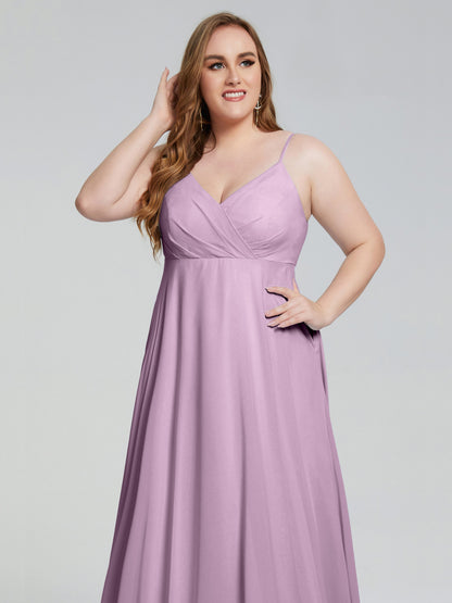 Mariah Sweep Train Sleeveless Plus Size Bridesmaid Dresses