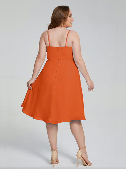 Mckenzie Spaghetti Straps Plus Size Short Bridesmaid Dresses