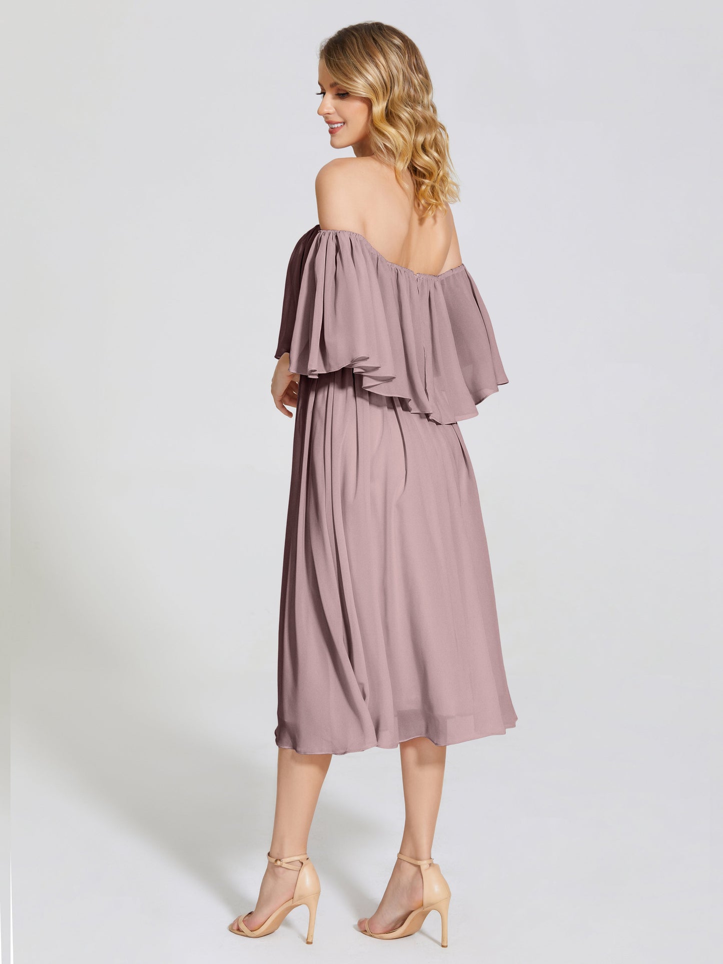 Journee Midi Off-Shoulder Chiffon Bridesmaid Dress