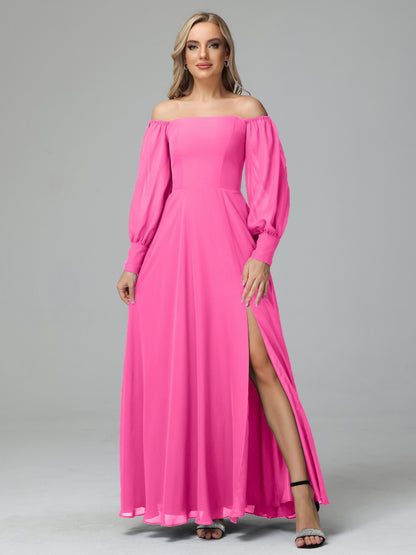 Mirabelle Off Shoulder Long Sleeves Chiffon Bridesmaid Dresses