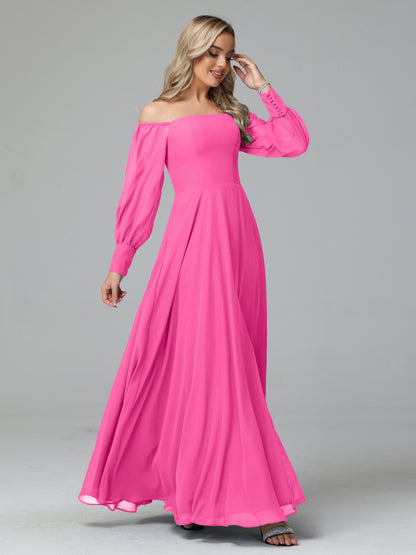 Mirabelle Off Shoulder Long Sleeves Chiffon Bridesmaid Dresses