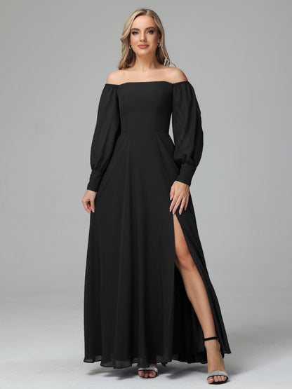 Mirabelle Off Shoulder Long Sleeves Chiffon Bridesmaid Dresses