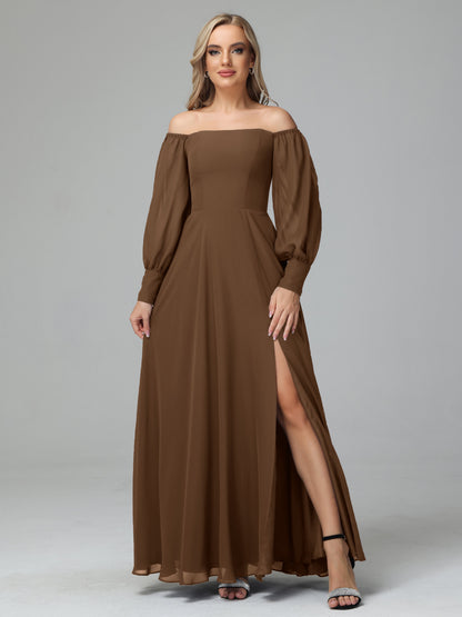 Mirabelle Off Shoulder Long Sleeves Chiffon Bridesmaid Dresses