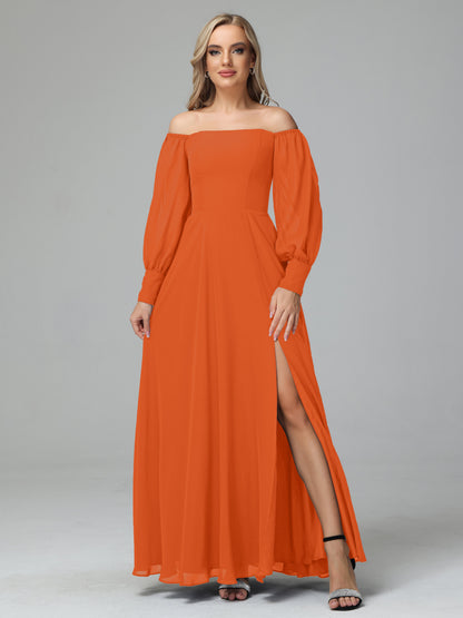 Mirabelle Off Shoulder Long Sleeves Chiffon Bridesmaid Dresses