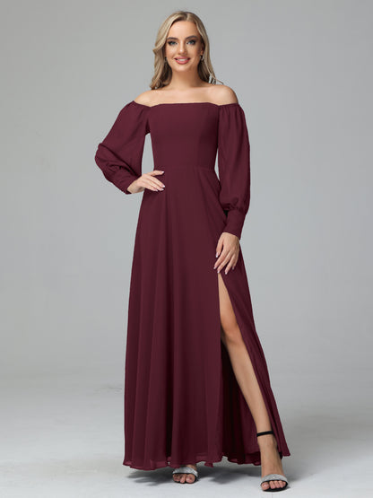 Mirabelle Off Shoulder Long Sleeves Chiffon Bridesmaid Dresses