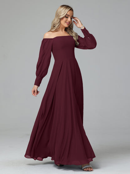 Mirabelle Off Shoulder Long Sleeves Chiffon Bridesmaid Dresses