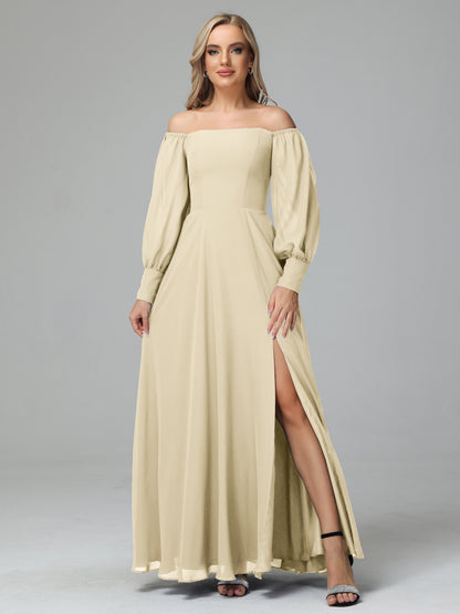 Mirabelle Off Shoulder Long Sleeves Chiffon Bridesmaid Dresses