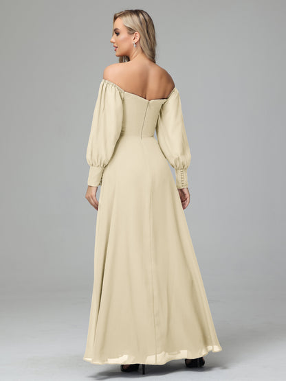 Mirabelle Off Shoulder Long Sleeves Chiffon Bridesmaid Dresses