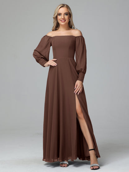 Mirabelle Off Shoulder Long Sleeves Chiffon Bridesmaid Dresses
