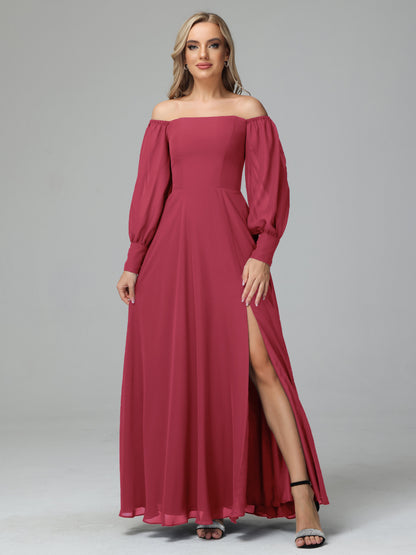 Mirabelle Off Shoulder Long Sleeves Chiffon Bridesmaid Dresses