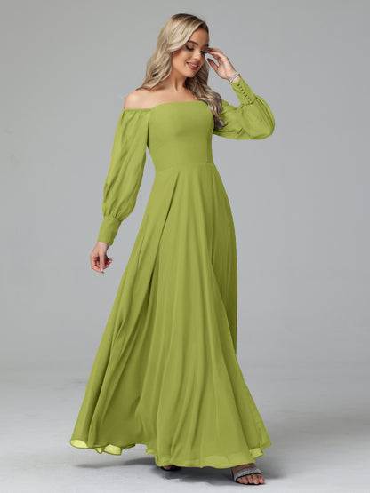 Mirabelle Off Shoulder Long Sleeves Chiffon Bridesmaid Dresses