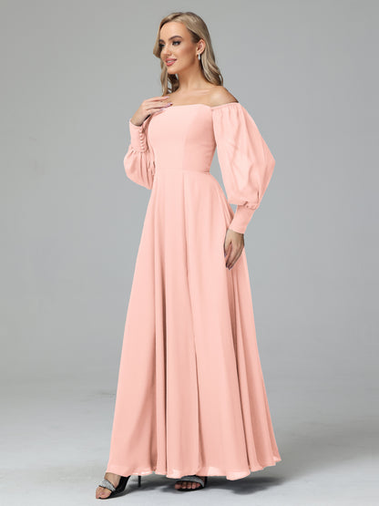 Mirabelle Off Shoulder Long Sleeves Chiffon Bridesmaid Dresses