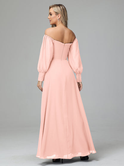 Mirabelle Off Shoulder Long Sleeves Chiffon Bridesmaid Dresses