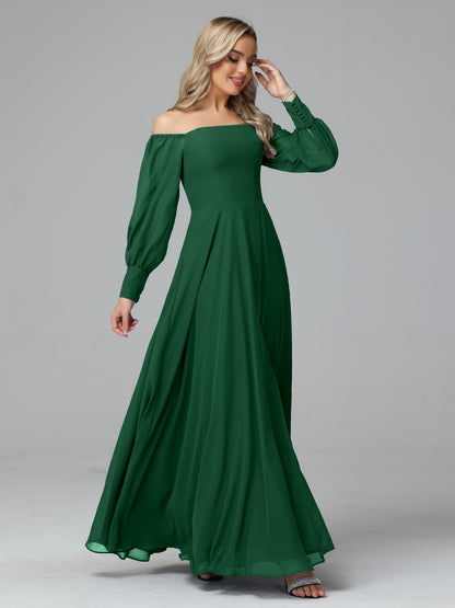 Mirabelle Off Shoulder Long Sleeves Chiffon Bridesmaid Dresses