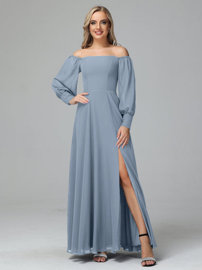 Mirabelle Off Shoulder Long Sleeves Chiffon Bridesmaid Dresses